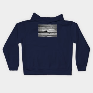 Storm at the mouth of the River Blyth - Monochrome Kids Hoodie